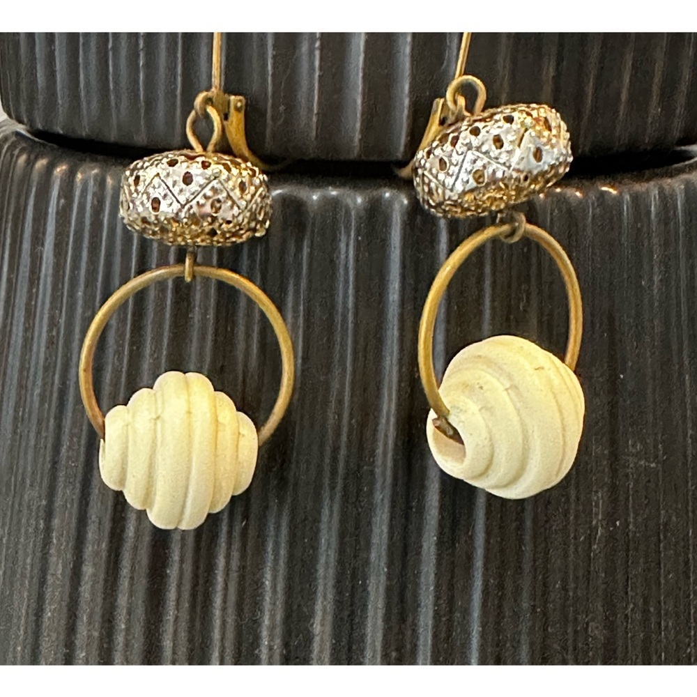 Ivory & gold earrings